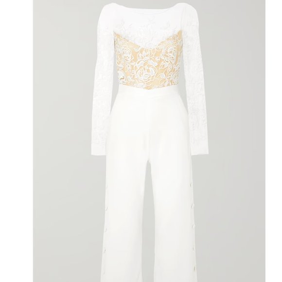 RIME ARODAKY Braham cropped embroidered tulle and crepe bridal jumpsuit - Picture 3 of 6